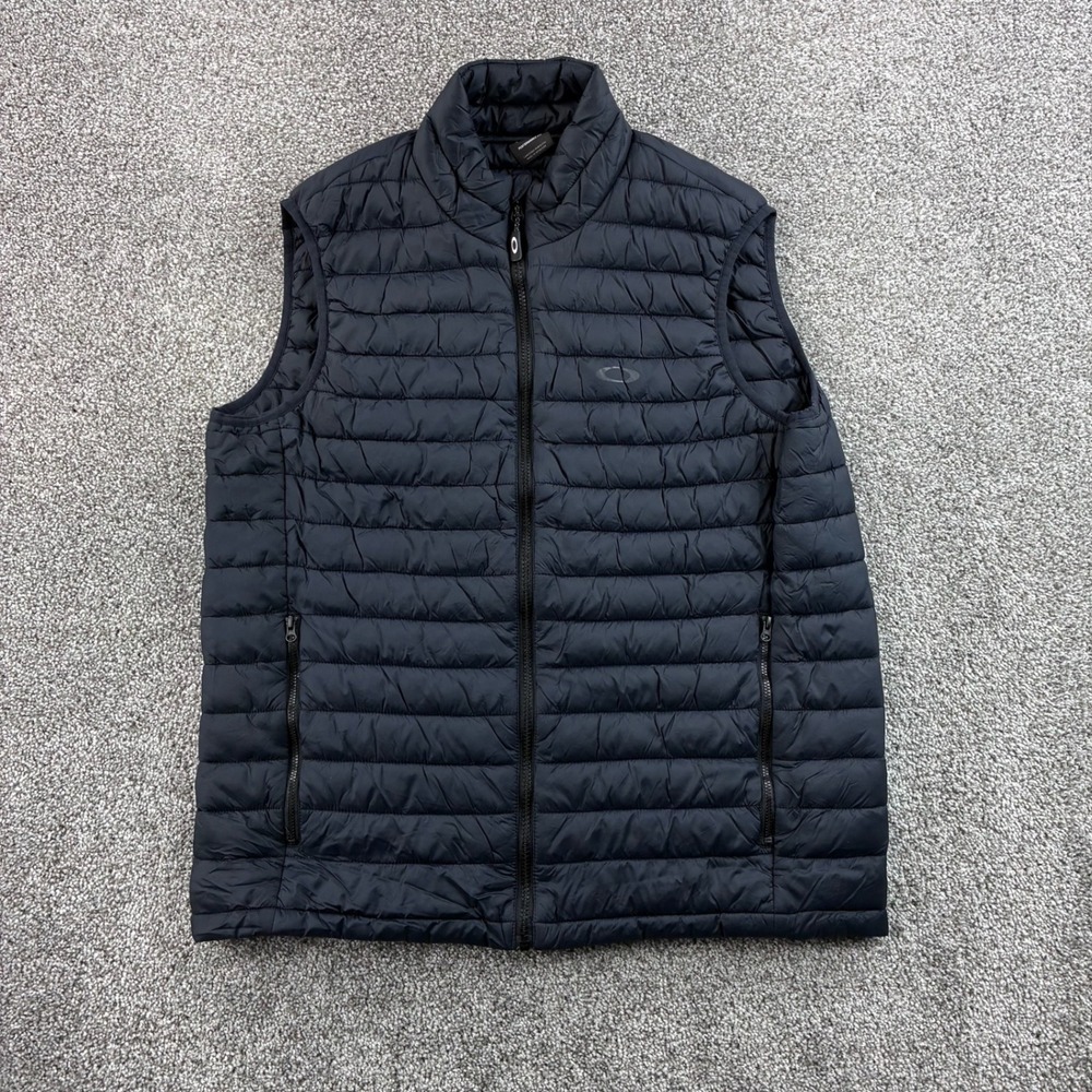 Oakley Puffer Vest Mens Large Black Full Zip Performance Quilted‎ Gilet Snow